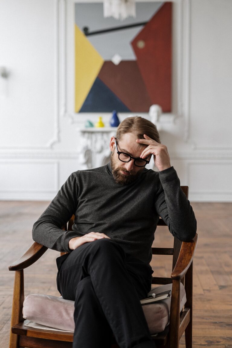 Worried Man Waiting For a Mental Health Assessment